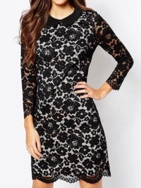 Ted Baker London Ameera Black Lace Collar Dress Size 4
